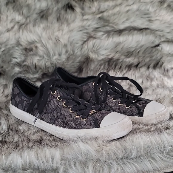 Coach Black and Gray Signature Sneakers - Picture 1 of 16